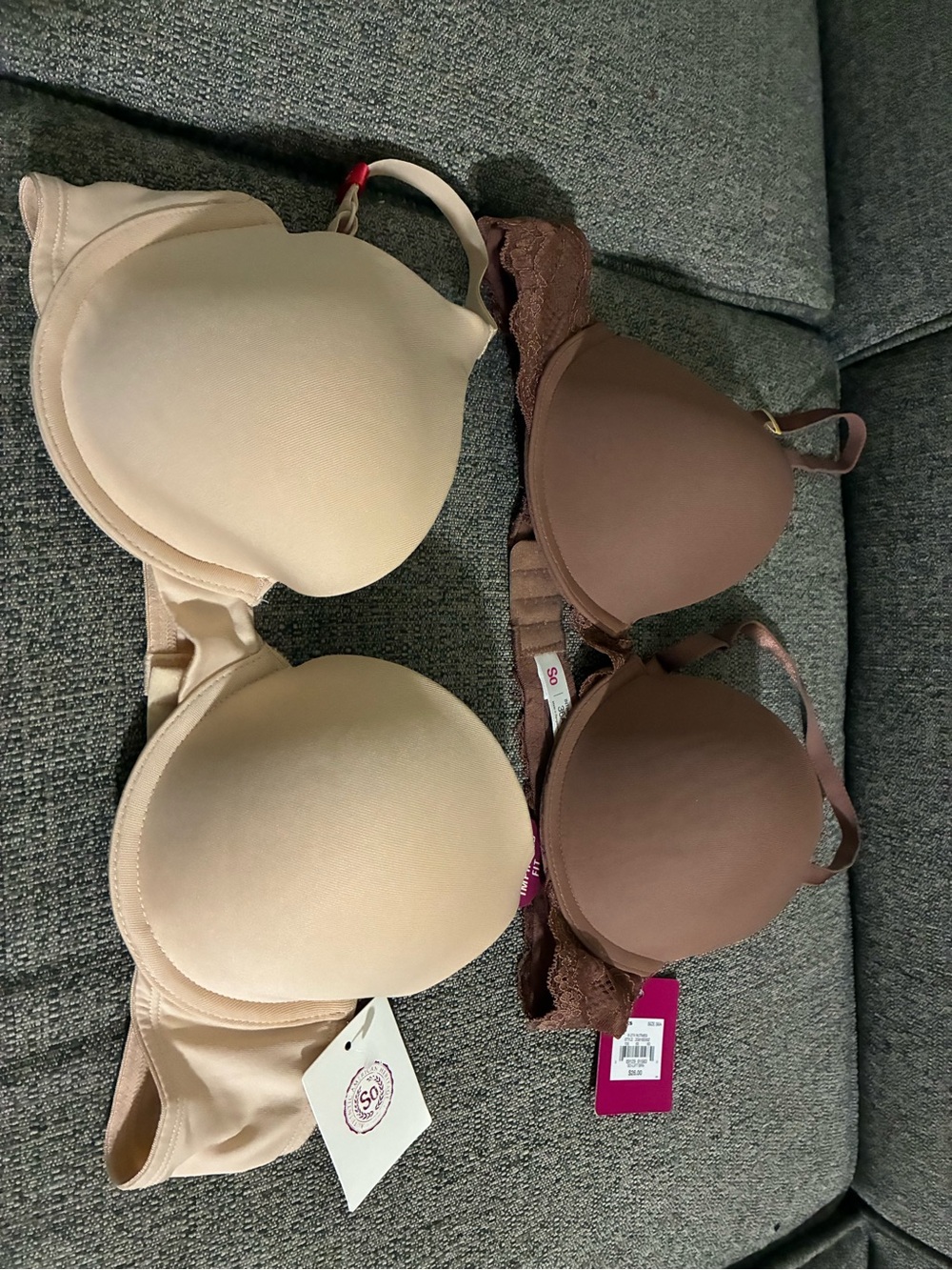 Kohl's Smooth T-Shirt Bras in Beige and Brown - Pack of 2